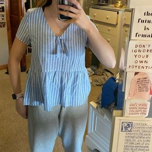 White and Blue striped summer shirt